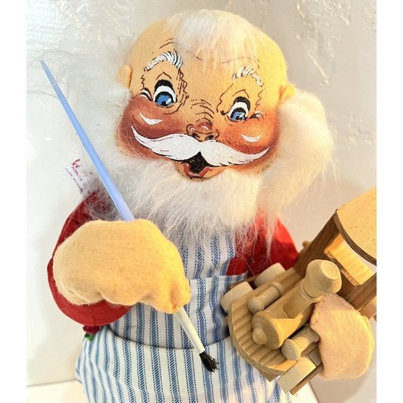 Annalee Santa Doll 1981 With Wooden Train Paint Brush Has Tag Perfect Shape 18” - Picture 2 of 13
